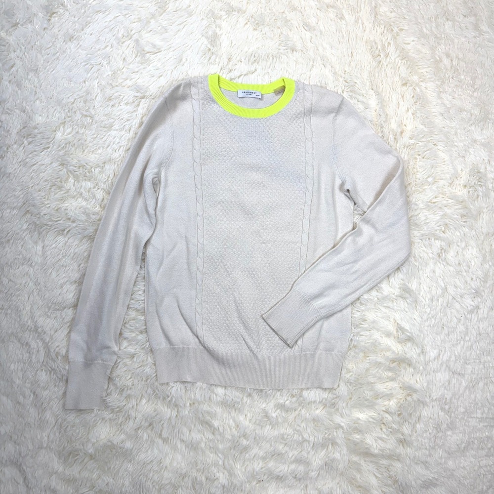 Equipment Sweater Womens XS Cream Cashmere Blend Cable Knit Preppy Luxury
